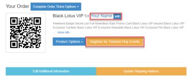 Click the blue “View Order” button to open your ticket and register for tournaments!